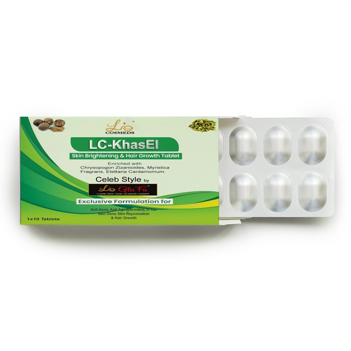 LC KhasEl Skin Brightening & Hair Growth Ayurvedic Tablets (30 Tablets)