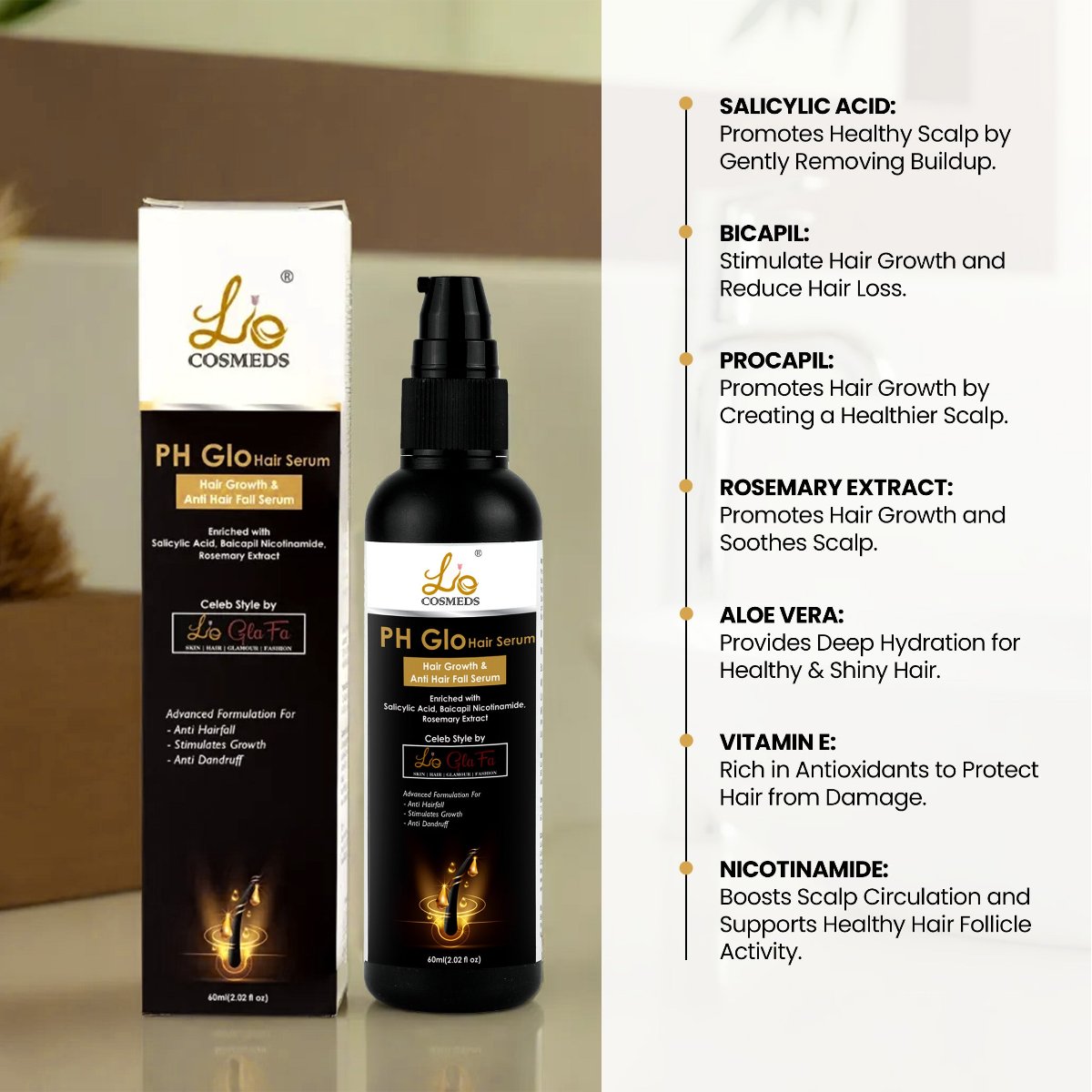 PHGLO Anti Dandruff Anti Hairfall Hair Growth Serum