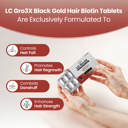 LC Gro3X Black Gold Hair Biotin Tablets (10 Tablets)