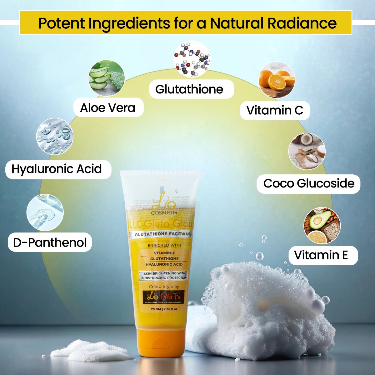 LC Gluta Glow Glutathione Skin Whitening Facewash (Get a Rs.290/- GIFT FREE FREE)