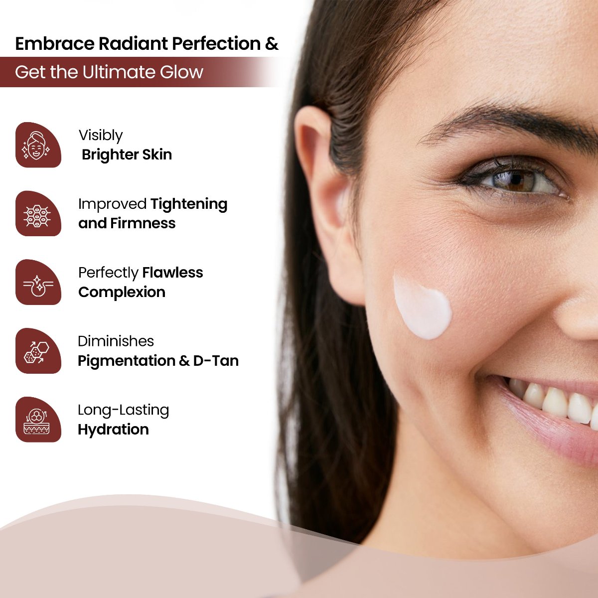 LC Gluta Glow Flash White Pearls Cream for Skin Whitening, Skin Tightening, Flawless Skin, D-Tan