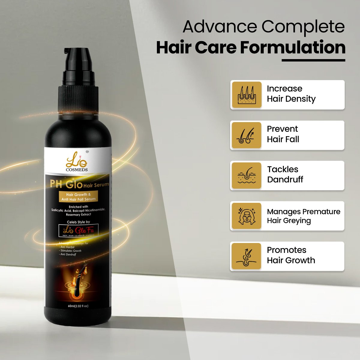 PHGLO Anti Dandruff Anti Hairfall Hair Growth Serum