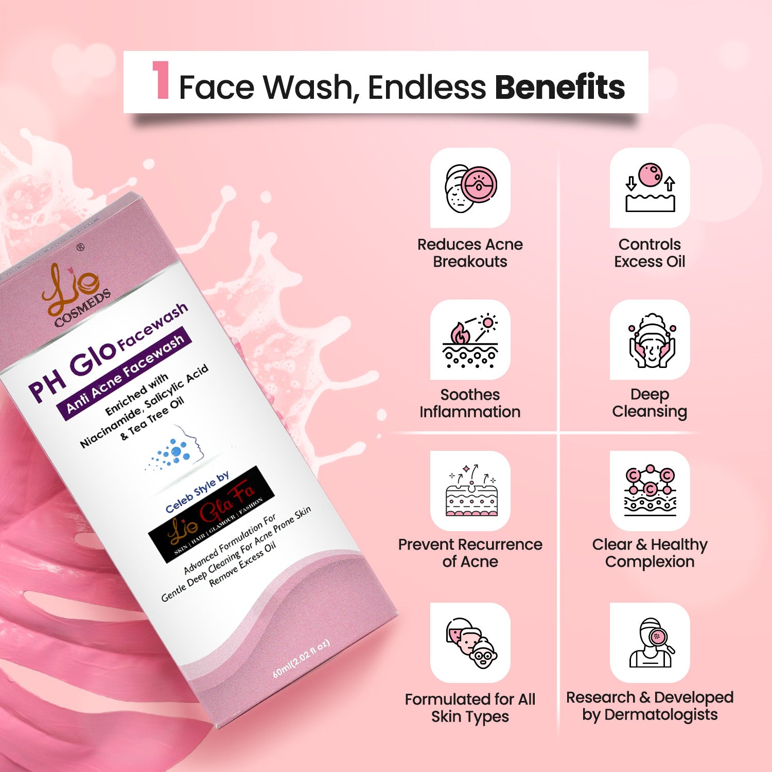 Lio Cosmeds PHGLO Anti-Acne Facewash: Fight Breakouts and Reveal Clearer Skin