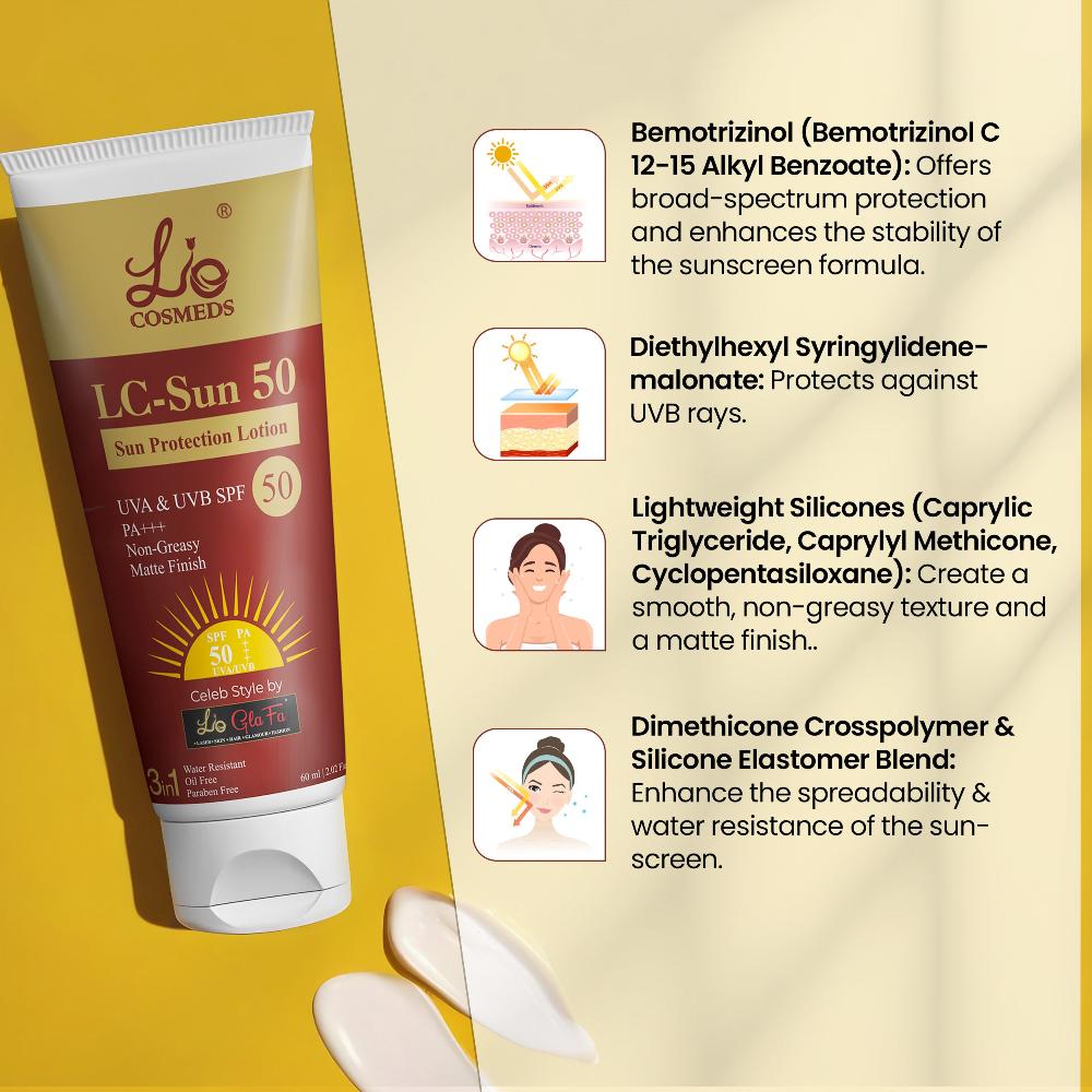 LC Sun 50 SPF50 Sun Protection (Matte Finish) Sunscreen Lotion (BUY 1 GET 1 FREE)