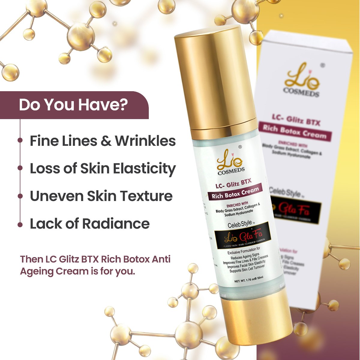 LC Glitz BTX Rich Botox Anti Ageing Cream