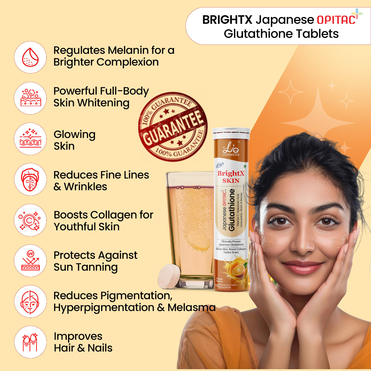 BrightX Opitac Japanese Glutathione Effervescent Tablets